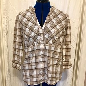Wet Seal Brown Plaid Button Down Shirt